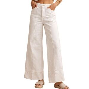 Zara Cropped Denim Wide-Leg White Pants Size 2 Cottage core Boho Beach summer